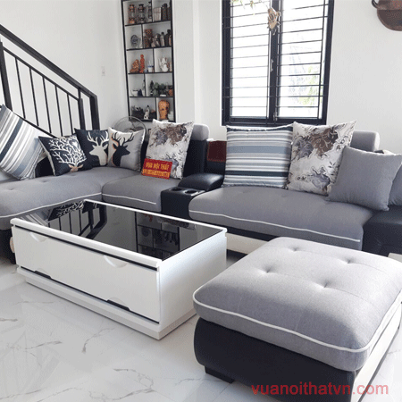 Bàn trà 02 ngăn kéo, mặt kính cường lực