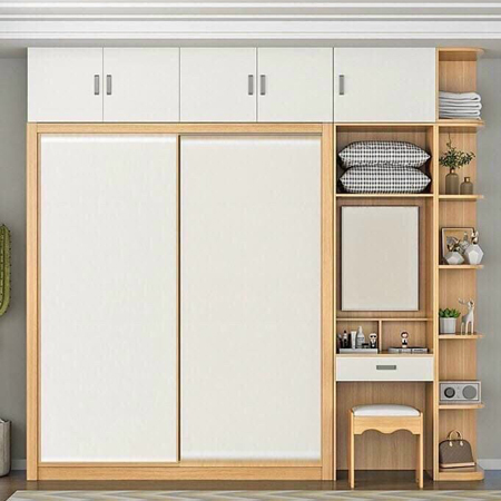 Tủ áo quần MDF sát trần, cửa lùa 