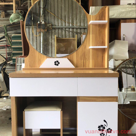 Bàn trang điểm gỗ MDF gương tròn