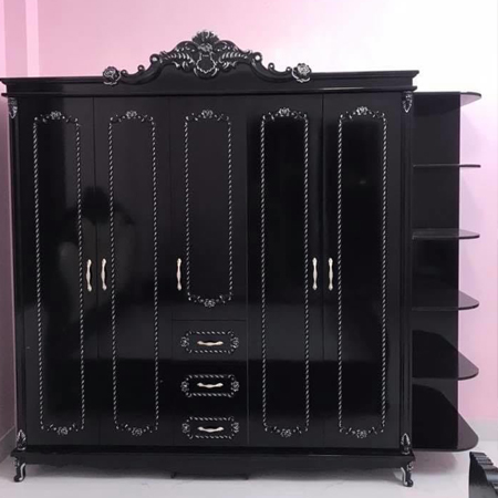 Tủ áo quần Tân Cổ Điển 05 cánh kết hợp kệ góc cao cấp