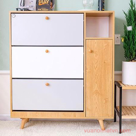 Tủ giày decor phối nhiều màu sắc