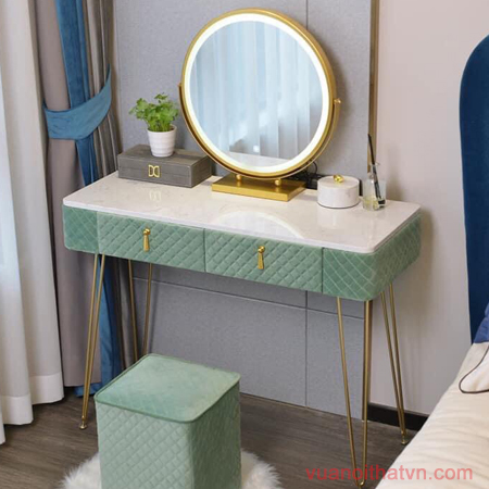 Bàn trang điểm bọc da caro